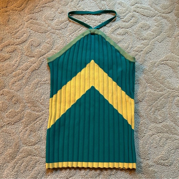 Wales Bonner Star Chevron Rib Halter Top - size M 💚💛 - Picture 2 of 8